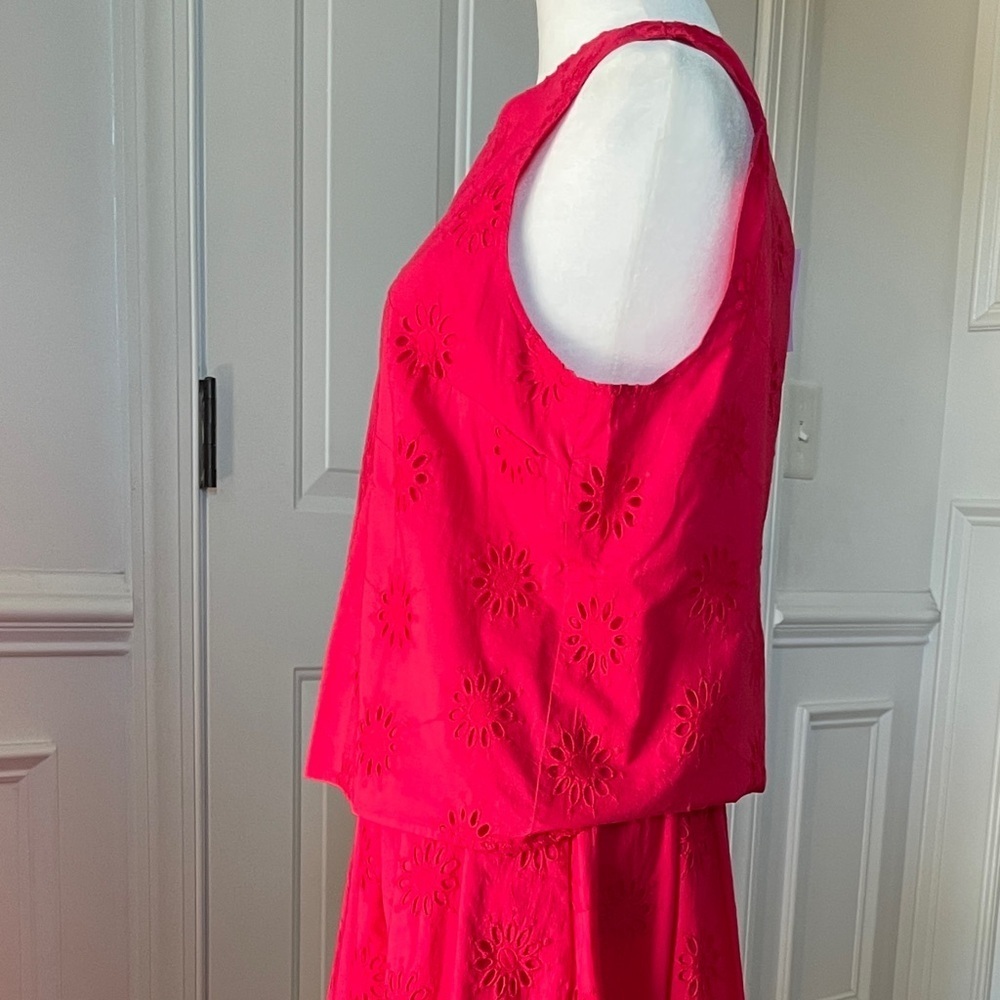 J.Crew Eyelet Shell Tank Top Bright Rose Size Medium - Picture 4 of 4